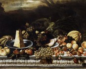 Anonimo romano (sec. XVII), Frutta, carciofi e formaggio