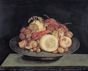 Giovanna Garzoni (Ascoli Piceno 1600-Roma 1670), Piatto con frutta, crostacei e lumache