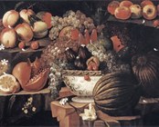 Pietro Paolo Bonzi (Cortona 1576 ca.-Roma 1636), Fruttiera con uva, fichi e altri frutti