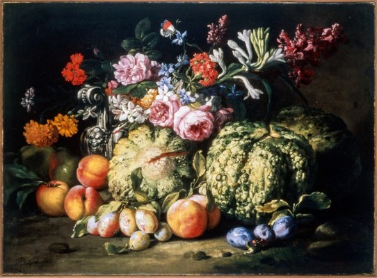 Abraham Brueghel (Anversa 1631-Napoli 1690), Fiori e frutta