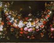 Attribuito a Giovanni Stanchi (Roma 1608-1674), Ghirlanda di fiori con farfalle