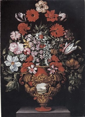 Maestro del vaso a grottesche (prima metà sec. XVII), Vaso di fiori