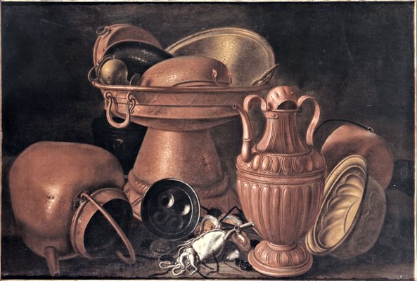 Anonimo (sec. XVII-XVIII), Stoviglie, rami e molluschi