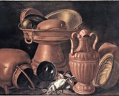 Anonimo (sec. XVII-XVIII), Stoviglie, rami e molluschi