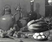Carlo Magini (Fano 1720-1806), Oggetti da cucina, ortaggi e piatto di uova