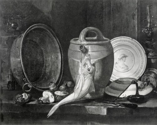 Monogrammista I.A. (sec. XVII), Stoviglie, pesce e funghi