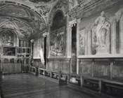 Gioacchino Pizzoli, Decorazione con architetture, Sibille, putti e ghirlande, 1712, già nell’Oratorio della Chiesa della Madonna del Soccorso, Bologna, distrutto nel 1944.  