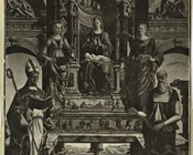Ercole de’ Roberti, Madonna con Bambino in trono e santi (Pala di San Lazzaro), 1475 ca., già nella Chiesa di San Lazzaro a Ferrara, distrutto a Berlino nel 1945