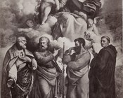 Girolamo da Carpi, Madonna con Bambino in Gloria, San Petronio, San Pietro, San Paolo e San Filippo Benizi, 1523-1525, già nella Chiesa dell’Ospedale di San Biagio a Bologna, distrutto a Dresda nel 1945