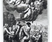 Jacob Folkema, Martirio di San Pietro e San Paolo, incisione tratta dal dipinto di Niccolò dell’Abate del 1547 già nella Chiesa di San Pietro a Modena, distrutto a Dresda nel 1945