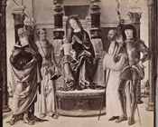 Lorenzo Costa, Madonna con Bambino e Santi, 1485 ca., già nella Chiesa di Santa Maria delle Rondini a Bologna, distrutto a Berlino nel 1945