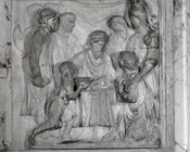 Francesco da Milano (?), Beniamino riporta la coppa al faraone, Bologna, Basilica di San Petronio, portale sinistro