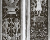 Palmezzano Marco, Motivi decorativi a grottesche, particolare dei pilastri, Forlì, chiesa di San Biagio cappella Feo distrutta nel 1944