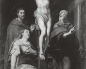 Anonimo bolognese sec. XVI, Crocifissione di Cristo e santi, 1550- 1599, Bologna