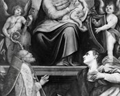 Anonimo bolognese sec. XVI, Madonna con Bambino tra angeli musicanti e santi, Bologna