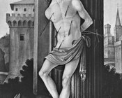 Maestro del Sant'Eustachio Figdor, Martirio di san Sebastiano, particolare, Collezione privata